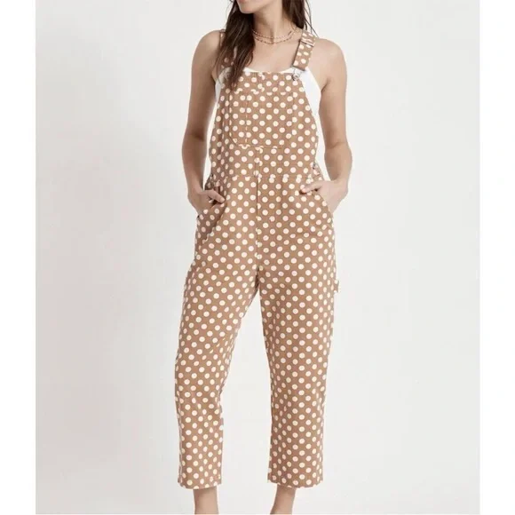 Brixton Christina Crop Polka Dot Overalls - Picture 1 of 12
